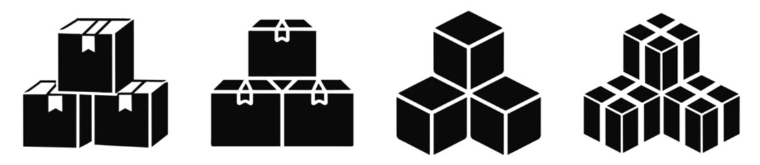 Collection of cardboard box mockups. Carton box icons. Delivery icon. 