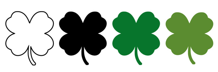 Luck four leaf clover icon set. Leafs collection. Shamrock vector sign for app and website.  - obrazy, fototapety, plakaty
