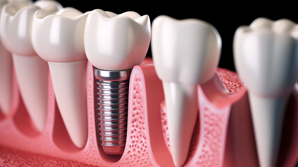 Fototapeta na wymiar Dental implants in the mouth