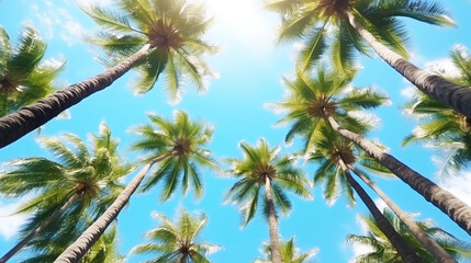 Palm trees under blue sky