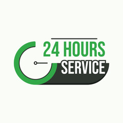 24 hours service label design with watch icon