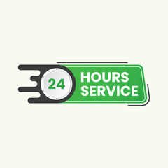 24 hours service label design with watch icon