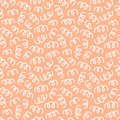 Vector abstract monochrome seamless pattern with springs. Trendy color of 2024 Peach Fuzz