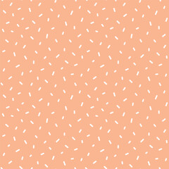 Vector abstract monochrome seamless pattern with chaotic lines. Trendy color of 2024 Peach Fuzz. Kawaii background