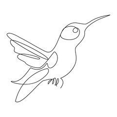 Bird continues single line art and outline vector illustration on white background and minimal here
