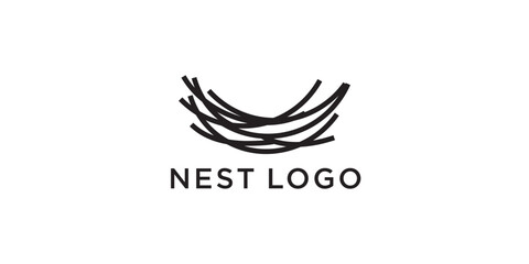 Nest Logo Design. simple nest logo. bird nest design
