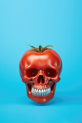 Human skull as tomato. Ai generative art
