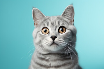 American shorthair cat on a pastel color background