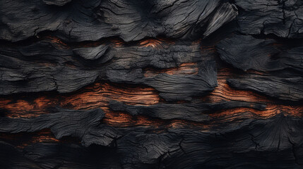 Burnt black wood with texture