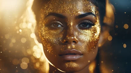 Gold glitter on a model's face © frimufilms