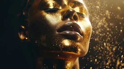 Gold glitter on a model's face © frimufilms