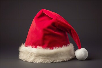 santa claus red and white hat on dark background