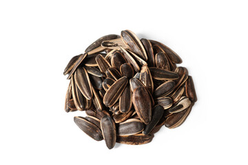 Close up of delicious sunflower seeds isolated on white background