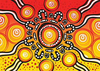 Fototapeta premium Beautiful aboriginal artwork illustration in bright colors