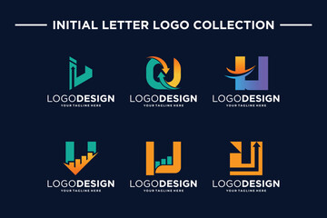 Letter U Logo design collection for finance and business investment