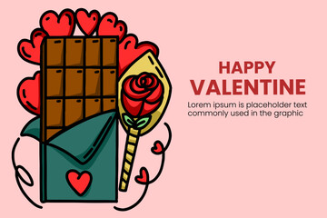 Happy Valentine Day background with flat style design
