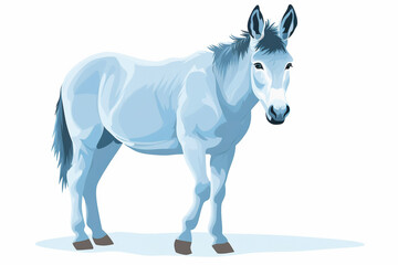 a blue donkey, vector style, on a white background