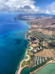 Aerial view of the developing west side of Ko'olina and Kapolei on the west side of Oahu, Hawaii