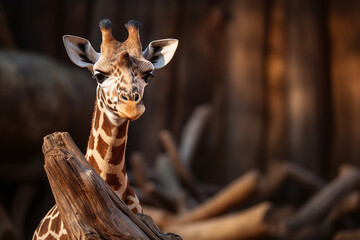 Giraffe in Zoo - obrazy, fototapety, plakaty