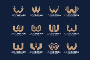 Collection of initial letter W building logo designs.