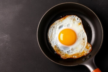 Egg in pan on  black background