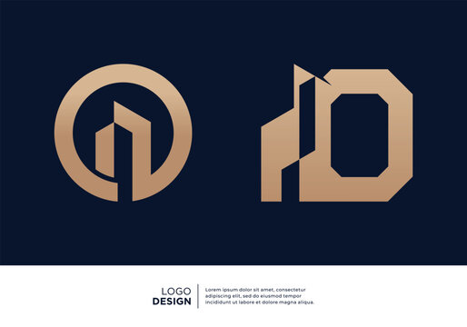 Set of initial letter O building logo design.