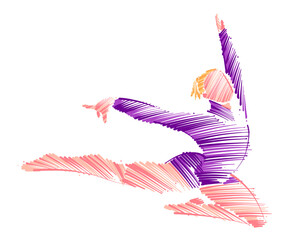 Woman gymnast doing moves in presentation