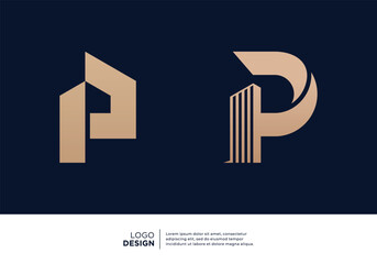 Letter P building real estate logo design collection.