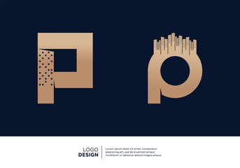 Collection of building architect letter P logo designs.
