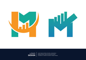 Simple letter M logo design for finance, investment, marketing.