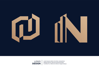 Set of initial letter N building logo design.