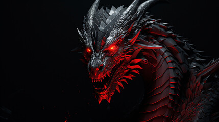 A dragon in red and black colors