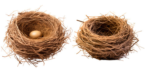 Set of bird nest isolated on transparent background