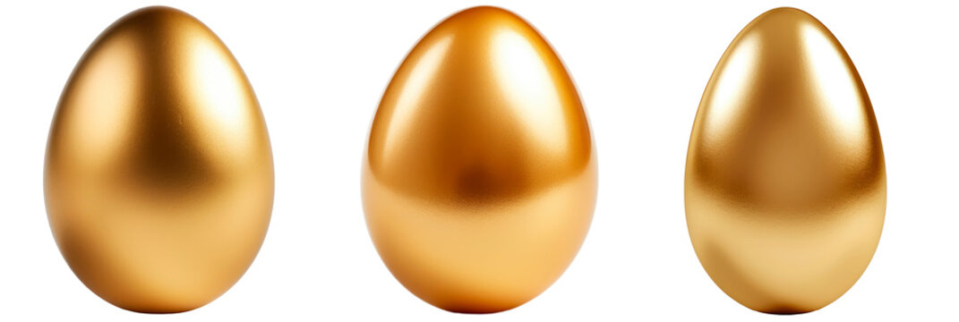Set of gold egg, isolated on transparent background