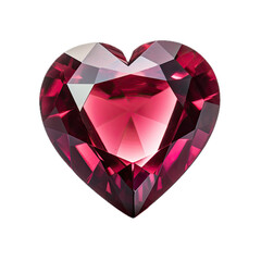 Naklejka na ściany i meble a heart-shaped Ruby gemstone, top view, isolated, and transparent PNG in a holiday Jewelry-themed, photorealistic illustration. Generative ai