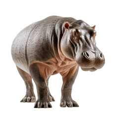 Obraz premium a Hippopotamus 3/4 view, isolated and transparent PNG in a Wildlife-themed, photorealistic illustration. Generative ai