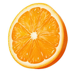 a slice of juicy orange fruit, top view, PNG,  isolated and transparent healthy food-themed, photorealistic illustration. Generative ai