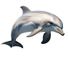a bottlenose dolphin jumping, full body in a 3/4 view in a PNG,  aquatic-themed, isolated, and transparent photorealistic illustration. Generative ai