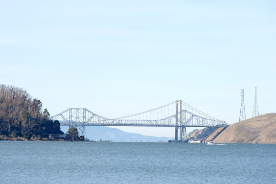 Carquinez straight with the Carquinez bridge connecting Vallejo to Crocket with the 80 freeway. View from Benicia.