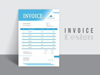 Clean invoice template vector design. Invoice Design. Business invoice form template. Invoicing quotes, money bills or pricelist and payment agreement design templates. payment receipt.