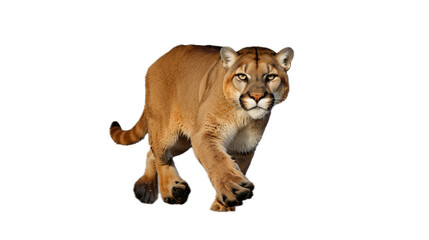 Obraz premium a Mountain Lion/Puma in motion in a 3/4 view, PNG, in a Wildlife-themed, isolated, and transparent photorealistic illustration. Generative ai