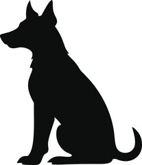Dog silhouette. Vector silhouette of dog on white background. black dog isolated on white background. cutout dog. hand drawn design. vector illustration.