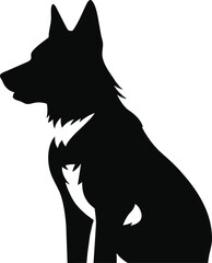 Dog silhouette. Vector silhouette of dog on white background. black dog isolated on white background. cutout dog. hand drawn design. vector illustration.
