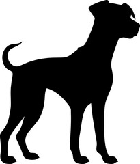 Dog silhouette. Vector silhouette of dog on white background. black dog isolated on white background. cutout dog. hand drawn design. vector illustration.