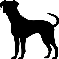 Dog silhouette. Vector silhouette of dog on white background. black dog isolated on white background. cutout dog. hand drawn design. vector illustration.