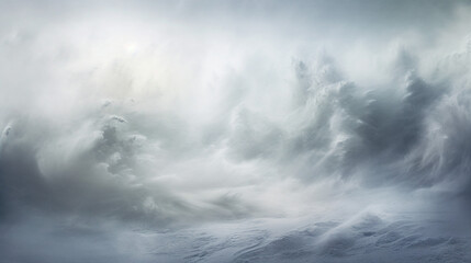 Obraz premium Moody and ethereal snow-covered landscape with dynamic clouds.