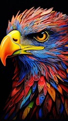 Color pencil eagle bird on black AI Generated illustration