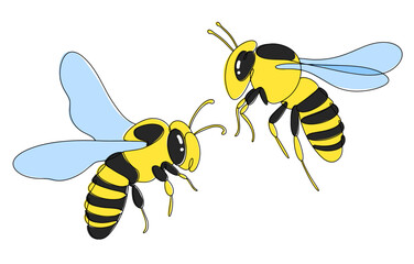 Bees. Two bees. Color vector