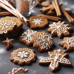 christmas gingerbread cookies on the table