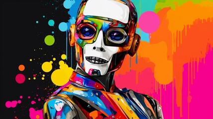 Create pop art robot for collection AI Generated image